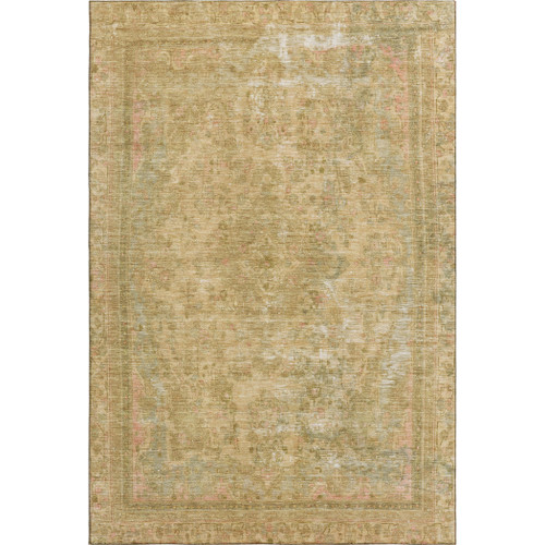 10' X 14' Coral And Beige Floral Medallion Washable Area Rug With UV Protection