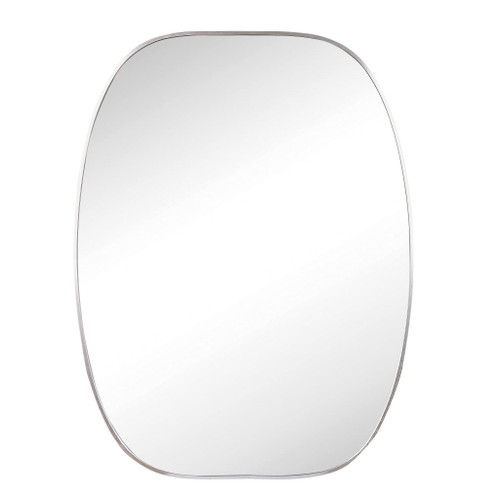 40" Silver Aluminum And Metal Abstract Framed Full Length Hanging Mirror
