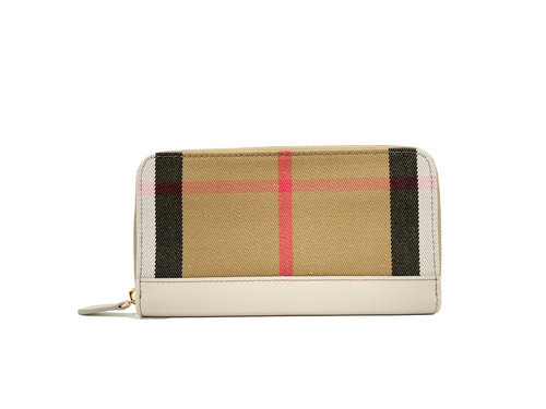 Burberry Check Zip Around Wallet