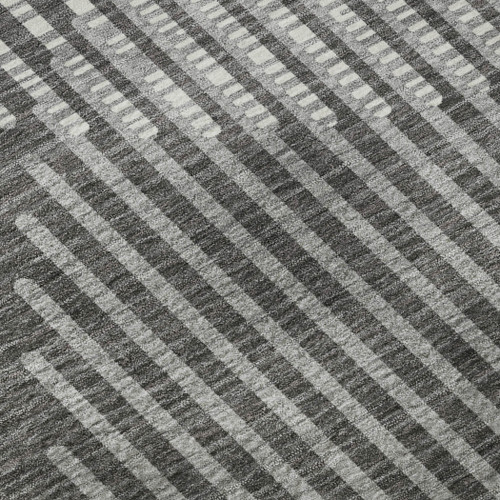 10' X 14' Charcoal Ivory And Gray Geometric Washable Area Rug With UV Protection