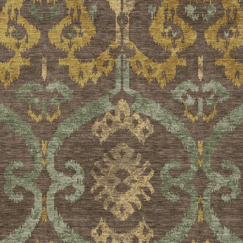 3' X 5' Chocolate And Brown Ikat Washable Indoor Outdoor Area Rug