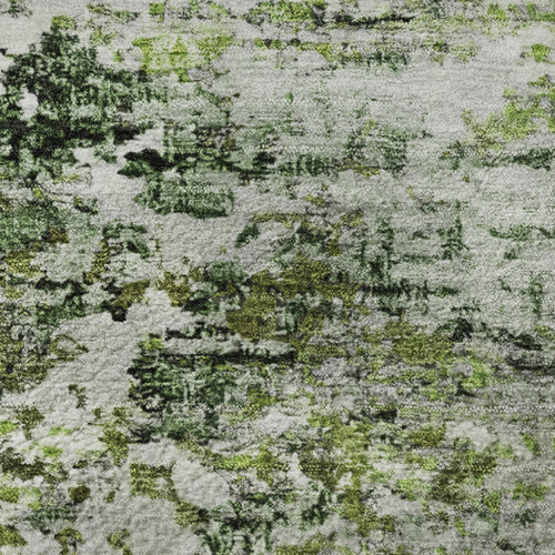 10' X 14' Artichoke Green And Ivory Abstract Washable Area Rug With UV Protection
