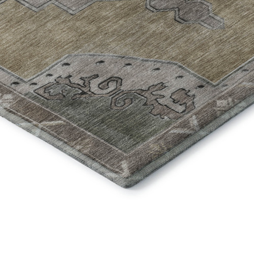 9' X 12' Beige Gray And Charcoal Oriental Washable Area Rug With UV Protection