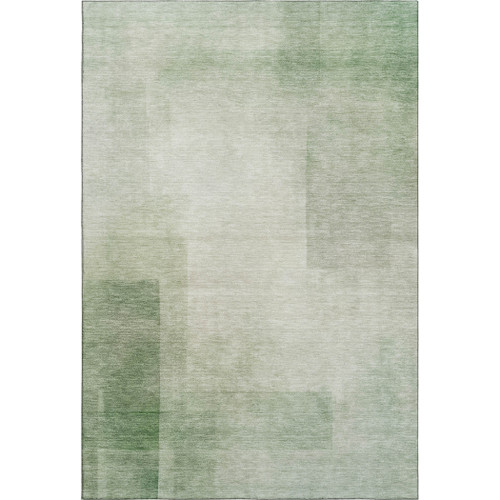8' Artichoke Green And Ivory Geometric Washable Area Rug With UV Protection