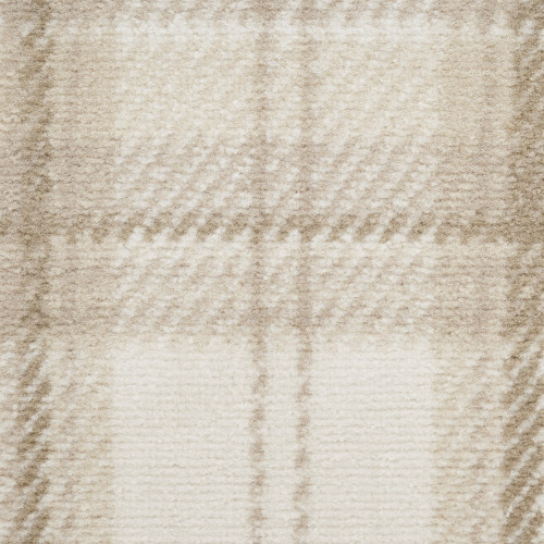 6' Ivory Plaid Power Loom Runner Rug