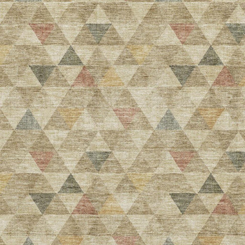 9' X 12' Beige Red And Salmon Geometric Washable Area Rug With UV Protection