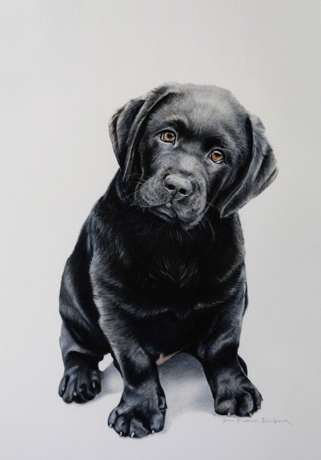Black Labrador Puppy - Joni Monroe Beinborn Portrait House and Garden Flag