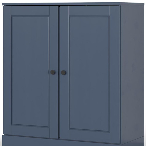 32" French Blue Solid Wood Free Standing Double Door Linen Cabinet