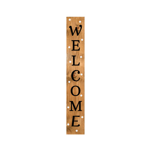 47" Black And Natural Solid Wood Welcome Porch Sign