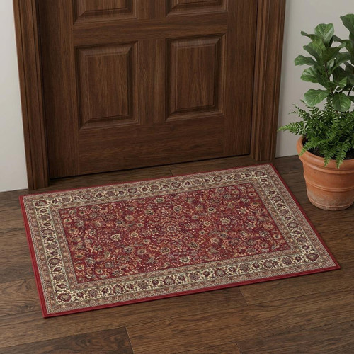2' X 3' Red And Ivory Oriental Area Rug