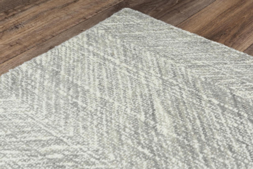 8' X 10' Gray And Ivory Wool Chevron Hand Tufted Area Rug
