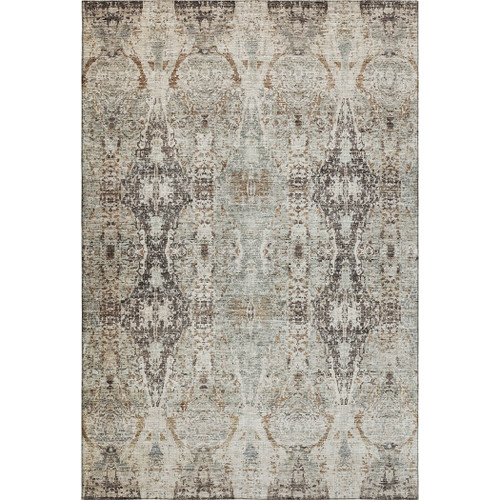 10' X 14' Linen Gray And Silver Abstract Washable Area Rug With UV Protection