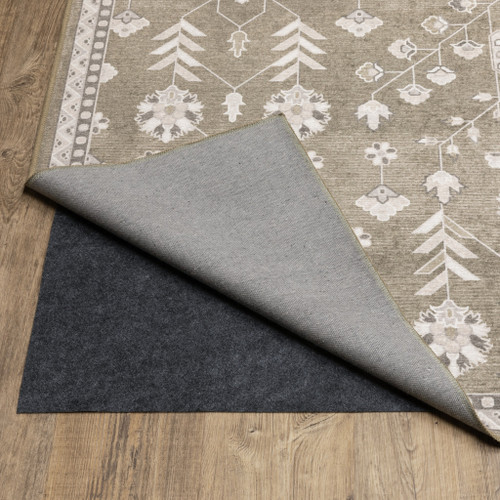 5' X 7' Brown And Ivory Oriental Washable Area Rug