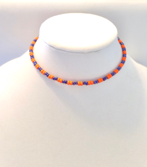 Collegiate-Clemson Bead Choker