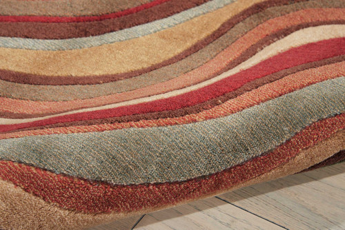 4' X 6' Ivory Tan And Red Striped Non Skid Area Rug