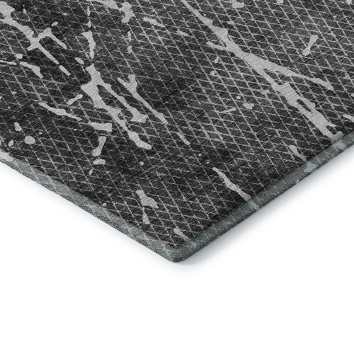 5' X 8' Charcoal And Ivory Abstract Washable Area Rug With UV Protection