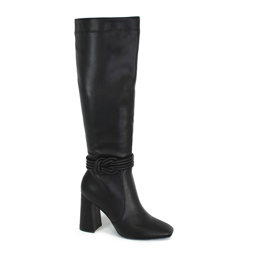 Yoki Womens Knotted Quilt Angled Tall Boots