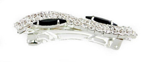 Swirl Jet & Crystal Stone Barrette
