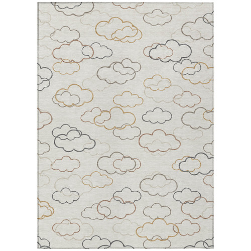 10' X 14' Linen And Wheat Abstract Washable Indoor Outdoor Area Rug