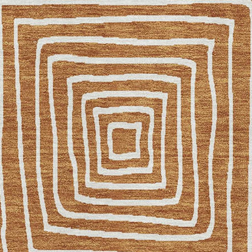 9' X 12' Rust And Beige Geometric Washable Area Rug With UV Protection