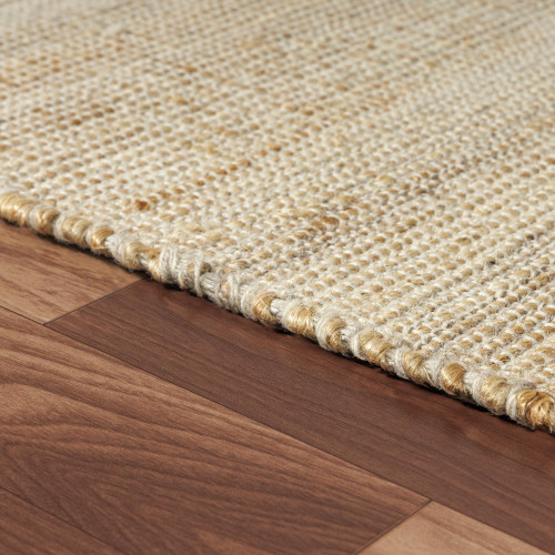 8' X 10' Ivory And Beige Jute Abstract Hand Woven Area Rug