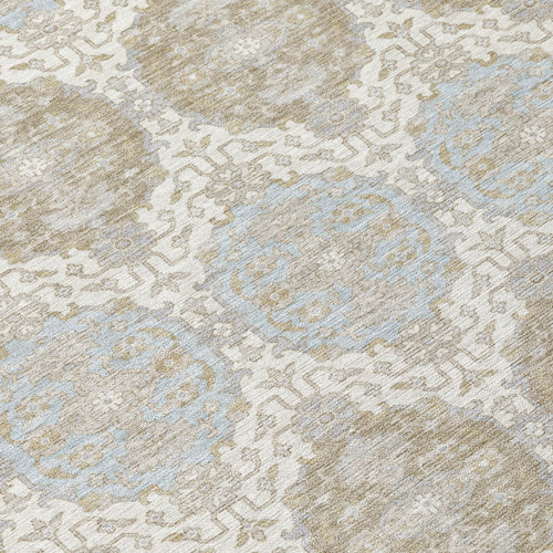 3' X 5' Ivory And Silver Striped Washable Indoor Outdoor Area Rug