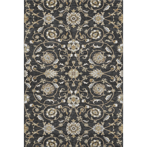 5' X 8' Black Ivory And Gray Moroccan Washable Area Rug With UV Protection