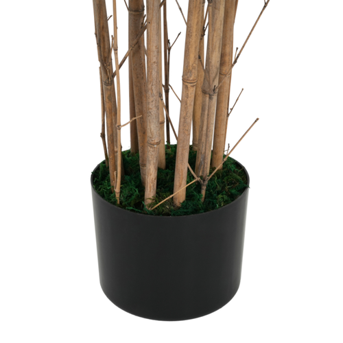 39" Green Artificial Bamboo In Cylindrical Black Pot
