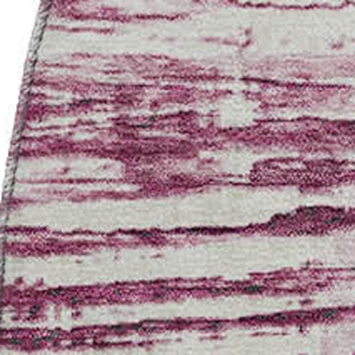 8' Blush And Ivory Striped Washable Round Rug With UV Protection