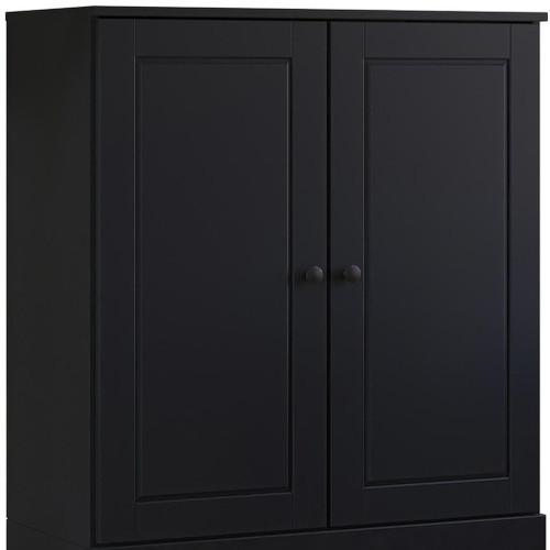 32" Black Solid Wood Accent Cabinet With Two Doors