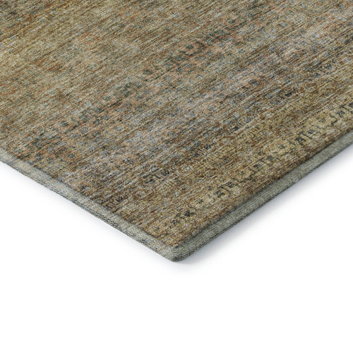 9' X 12' Wheat Gray And Beige Striped Washable Area Rug With UV Protection