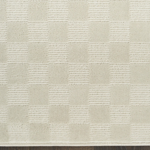 9' X 12' Ivory Checkered Area Rug