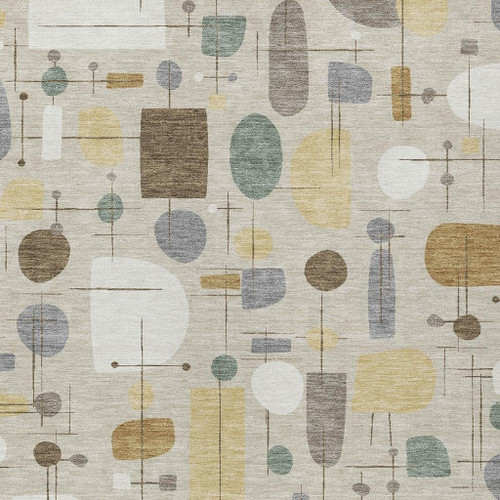 8' X 10' Beige Brown And Gray Geometric Washable Indoor Outdoor Area Rug