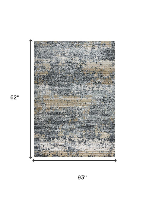 5' X 8' Gray Light Gray Brown Beige And Ivory Abstract Hand Carved Handmade Area Rug