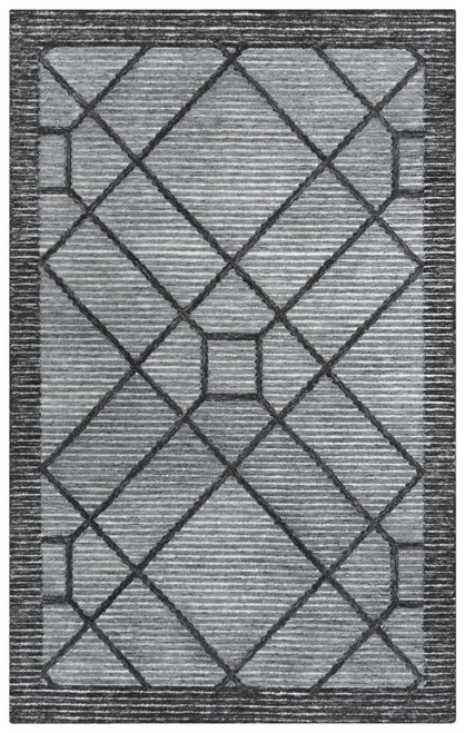 8' X 10' Gray And Black Geometric Hand Tufted Area Rug