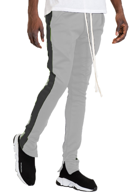 SLIM FIT TRACK PANTS- GREY/BLACK