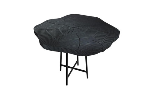 21" Modern Black Organic Shaped Wood And Metal End Table