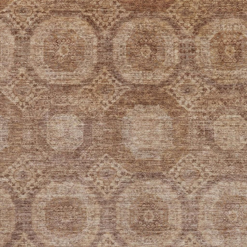 9' X 12' Copper And Beige Abstract Geometric Washable Area Rug With UV Protection