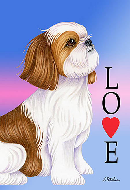 Shih Tzu Brown  - Tomoyo Pitcher Love  Garden Flag 
