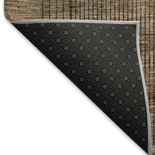 3' X 5' Rust And Gray Striped Washable Area Rug With UV Protection