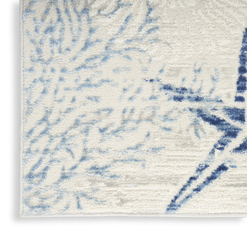6' X 9' Ivory Blue And Gray Seashell and Coral Non Skid Area Rug