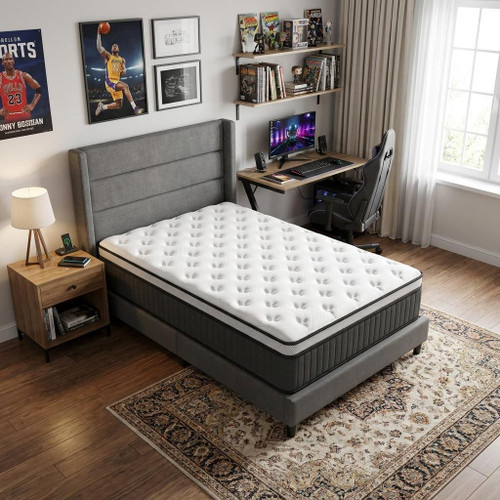 12" Twin Memory Foam Medium Euro Top Hybrid Mattress