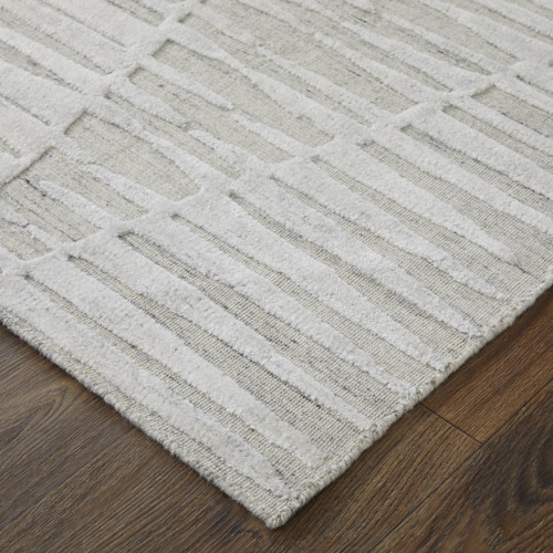 10' X 14' Ivory And Tan Geometric Hand Woven Area Rug