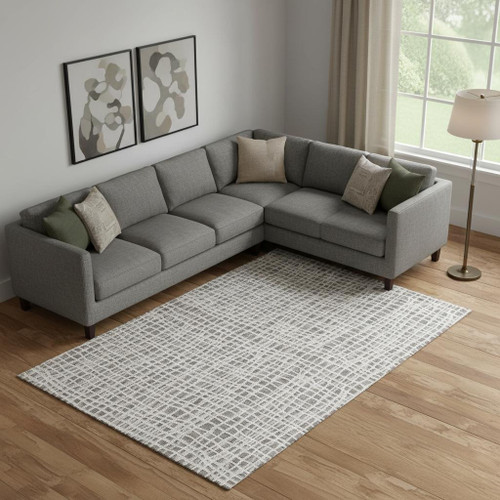 10' X 14' Taupe And Beige Striped Washable Area Rug With UV Protection
