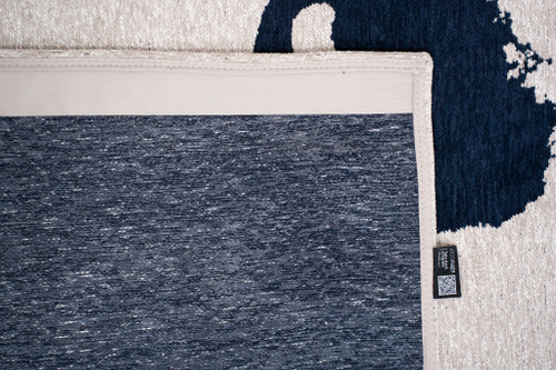 8' X 11' Beige And Blue Abstract Washable Area Rug With UV Protection