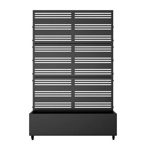 Set of Two Black Striped Galvanized Metal Rectangular Planter Box