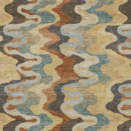 8' X 10' Gold And Wheat Abstract Washable Indoor Outdoor Area Rug