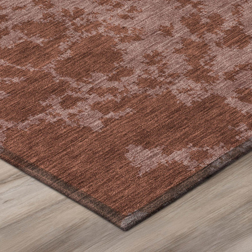 8' Burgundy And Red Round Abstract Washable Indoor Outdoor Area Rug