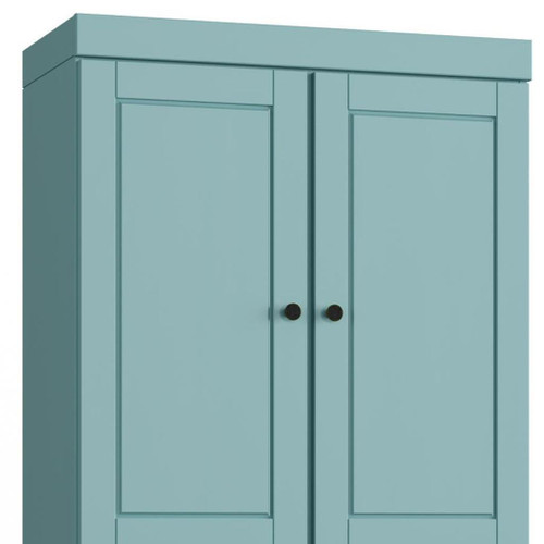 32" Aqua Solid Wood Free Standing Four Door Linen Cabinet