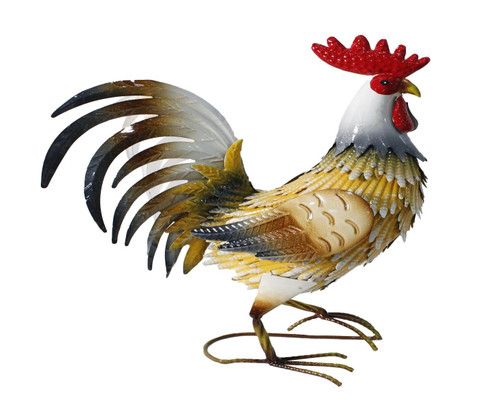 16" Yellow White And Red Metal Birds Garden Accents Accessories